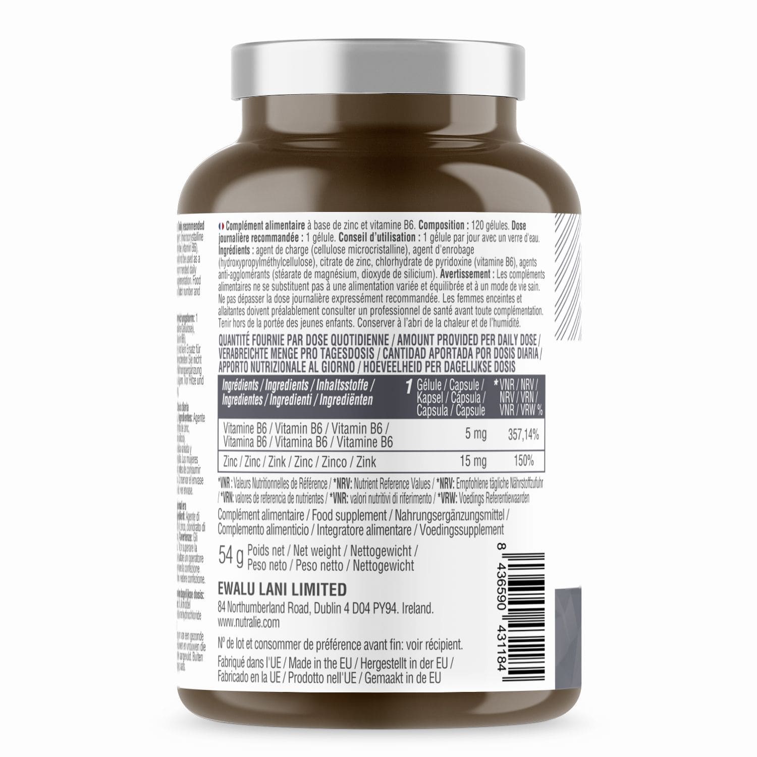 Zinc Elements 60 Capsules With Vitamin B6 Nutralie