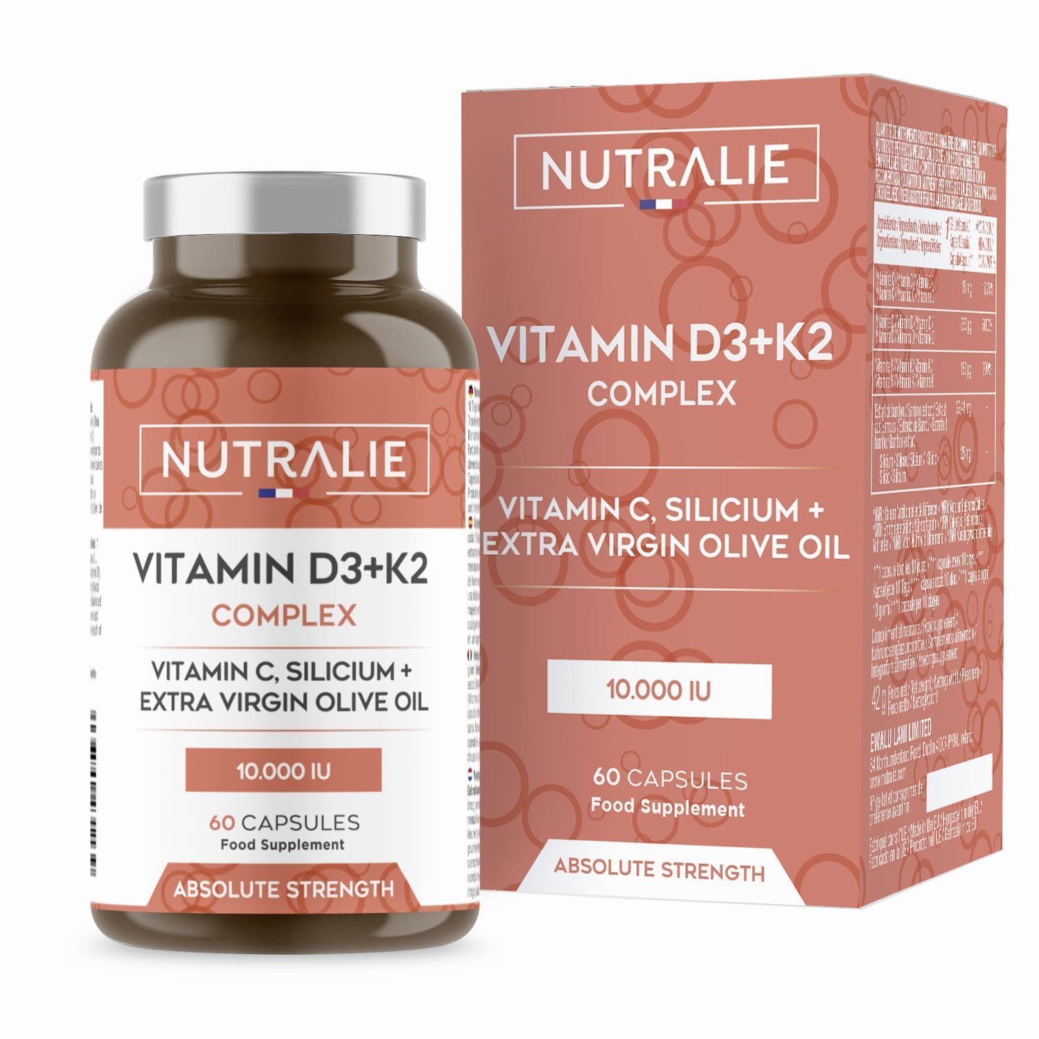 Vitamin D3 & K2 (MK7) Complex 60 Capsules Nutralie