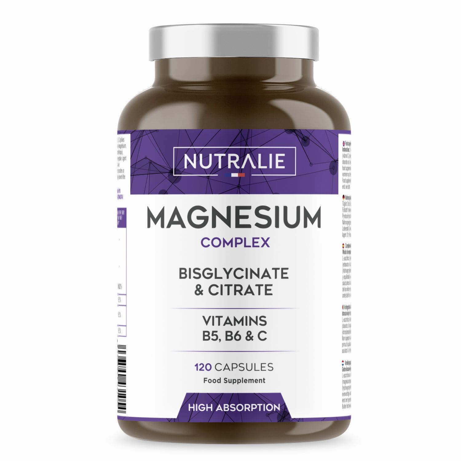 Magnésium Complex 120 Capsules Avec la vitamine C et B6 Nutralie
