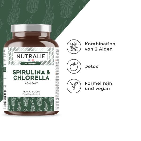 Spirulina & Chlorella Elemente 180 Kapseln 100 Vegan Nutralie